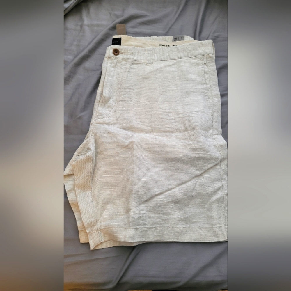 NWT Jcrew 9" Men's Linen Shorts Sz 40 Tan